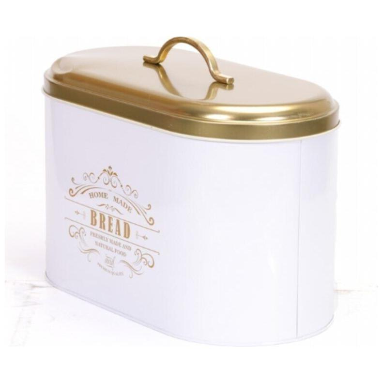 178 x 338 x 200 mm Metal Ekmek Kutusu Metal Saplı 9.8L Beyaz Ev Yapımı Altın — Ekmeklik — görsel 2 / 4 — Tinbox