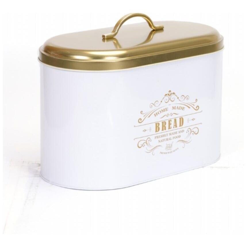 178 x 338 x 200 mm Metal Ekmek Kutusu Metal Saplı 9.8L Beyaz Ev Yapımı Altın — Ekmeklik — görsel 3 / 4 — Tinbox