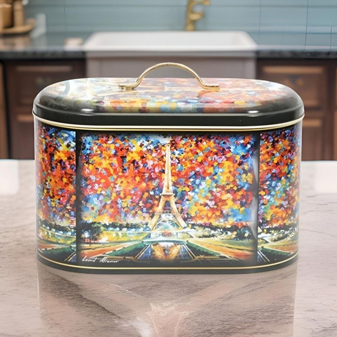178 x 338 x 200 mm Metal Ekmek Kutusu Metal Saplı 9.8L Afremov Paris — Ekmeklik — görsel 5 / 5 — Tinbox