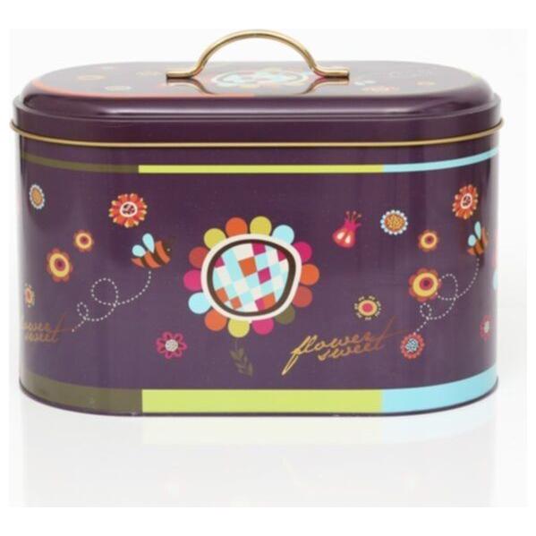 178 x 338 x 200 mm Metal Ekmek Kutusu Metal Saplı 9.8L Mor Yaban Arısı — Ekmeklik — Tinbox