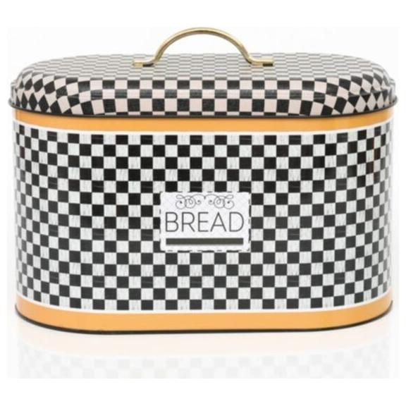 178 x 338 x 200 mm Metal Ekmek Kutusu Metal Saplı 9.8L Kareli Desen — Ekmeklik — Tinbox