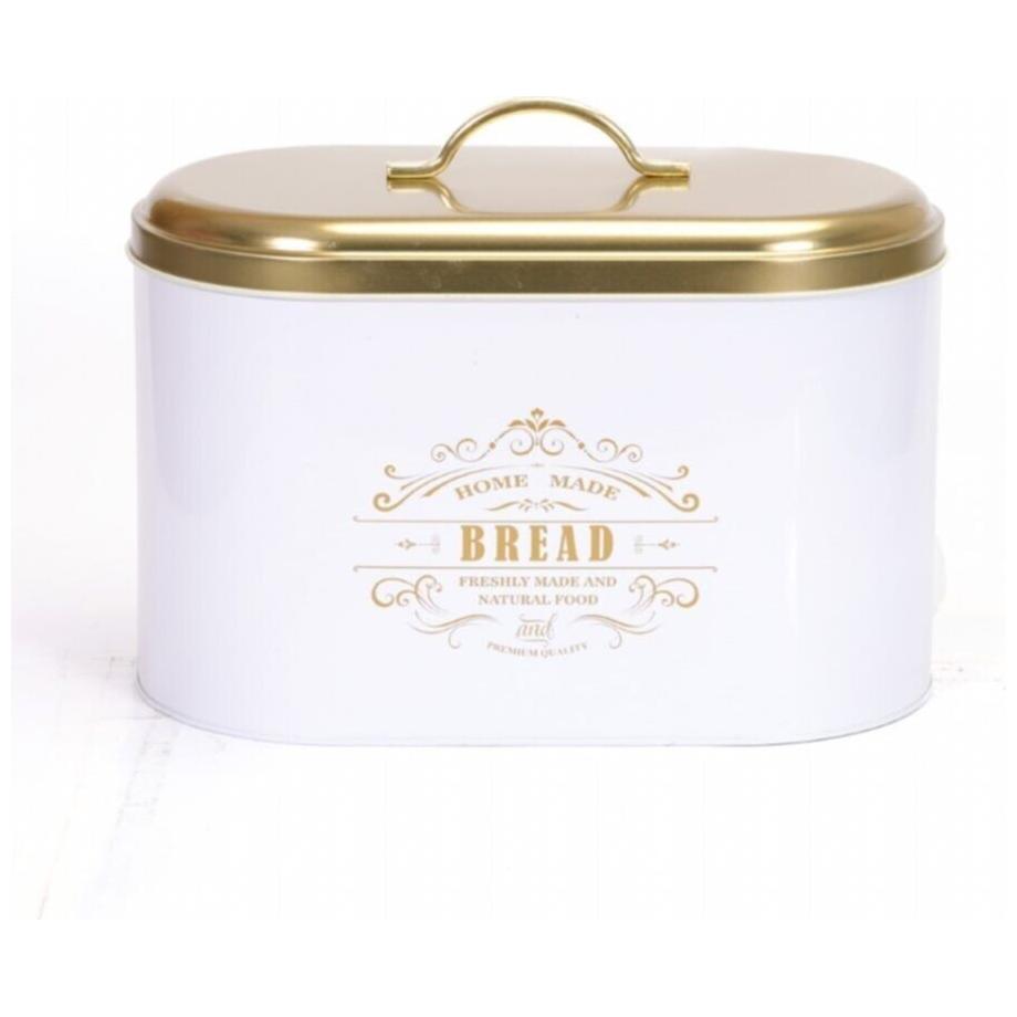 178 x 338 x 200 mm Metal Ekmek Kutusu Metal Saplı 9.8L Beyaz Ev Yapımı Altın — Ekmeklik — Tinbox