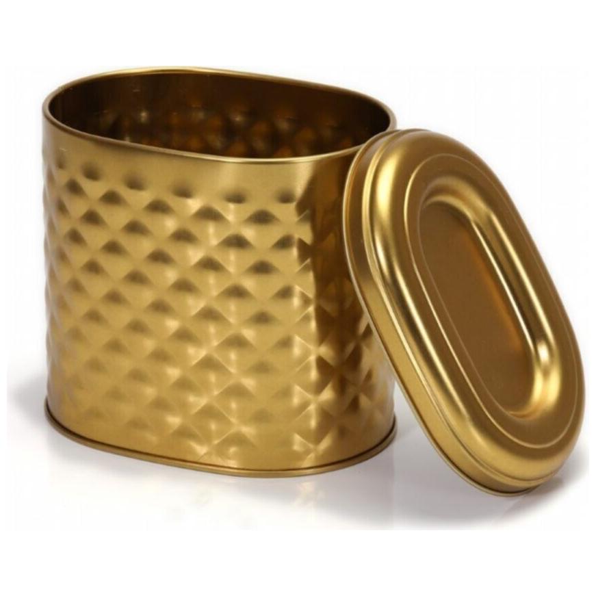 Oval Metal Kutu – 140 x 120 x 130 mm (1,4 L) Altın — Yuvarlak Kutular — görsel 4 / 4 — Tinbox