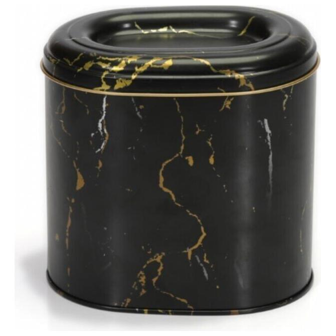 Oval Metal Kutu – 140 x 120 x 130 mm (1,4 L) Mermer Siyah — Yuvarlak Kutular — görsel 2 / 4 — Tinbox
