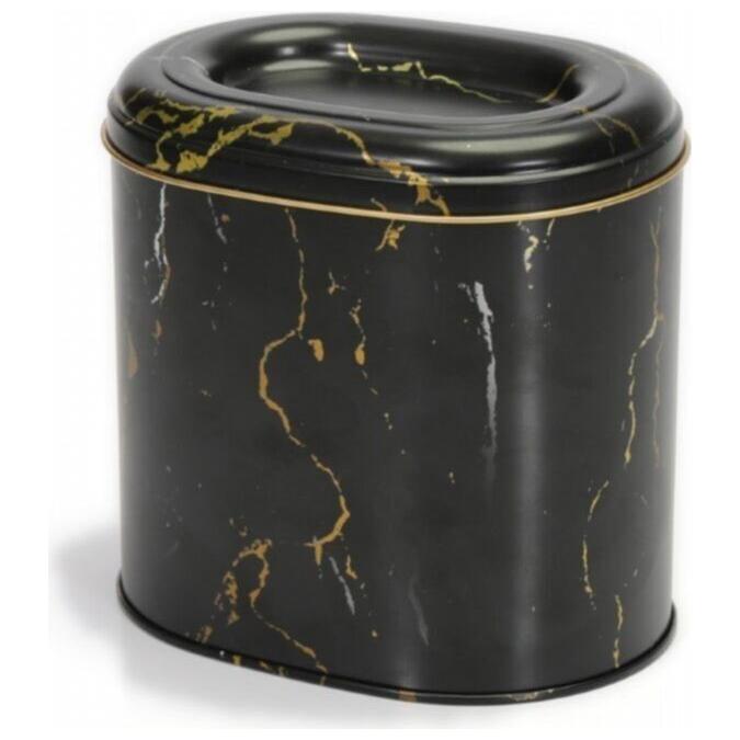 Oval Metal Kutu – 140 x 120 x 130 mm (1,4 L) Mermer Siyah — Yuvarlak Kutular — görsel 3 / 4 — Tinbox