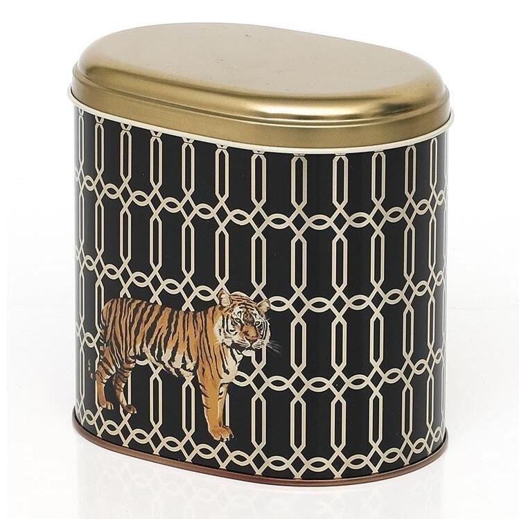 Oval Metal Kutu – 140 x 120 x 130 mm (1,4 L) Safari Kaplanı — Yuvarlak Kutular — görsel 2 / 5 — Tinbox