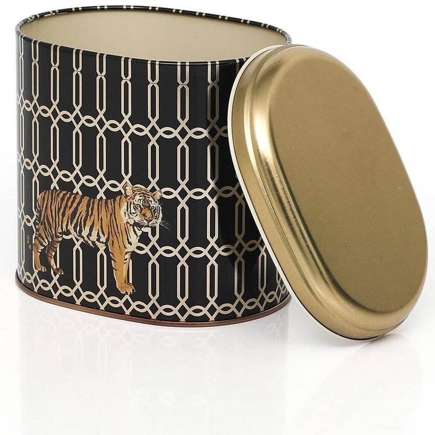 Oval Metal Kutu – 140 x 120 x 130 mm (1,4 L) Safari Kaplanı — Yuvarlak Kutular — görsel 4 / 5 — Tinbox