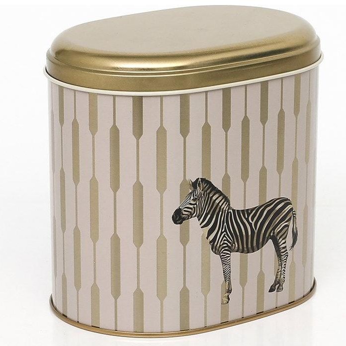 Oval Metal Teneke – 140 x 120 x 130 mm (1,4 L) Safari Zebra — Yuvarlak Kutular — görsel 2 / 4 — Tinbox