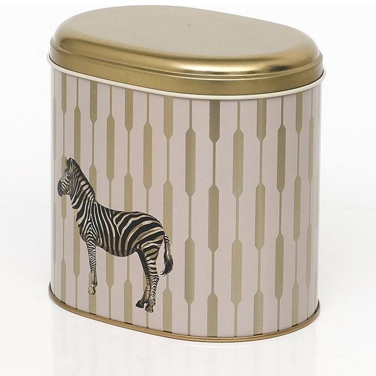 Oval Metal Teneke – 140 x 120 x 130 mm (1,4 L) Safari Zebra — Yuvarlak Kutular — görsel 4 / 4 — Tinbox