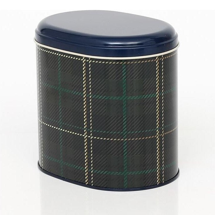 Oval Metal Kutu – 140 x 120 x 130 mm (1,4 L) Klasik İskoç Tartanı — Yuvarlak Kutular — görsel 2 / 5 — Tinbox
