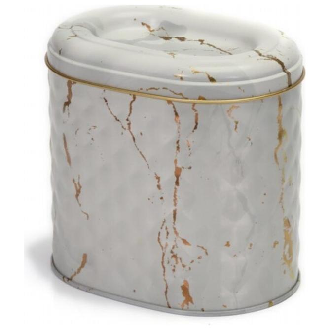 Oval Metal Tin – 140 x 120 x 130 mm (1.4L) Marble White — Round Boxes — Tinbox