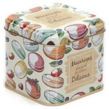 90x90x80 mm Kare Teneke Kutu 0,6 L Sürgülü Kapaklı Narenciye Makaronları — Kare Kutular — görsel 2 / 4 — Tinbox