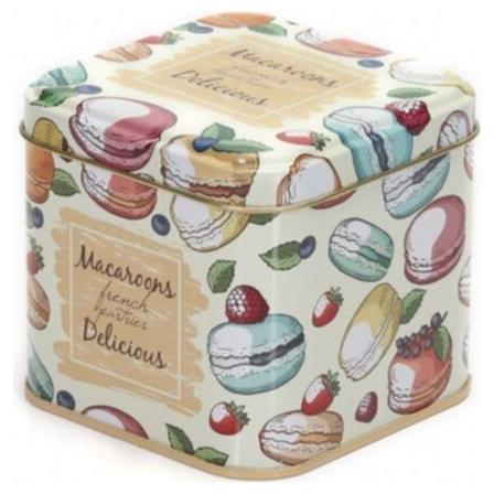 90x90x80 mm Kare Teneke Kutu 0,6 L Sürgülü Kapaklı Narenciye Makaronları — Kare Kutular — görsel 3 / 4 — Tinbox