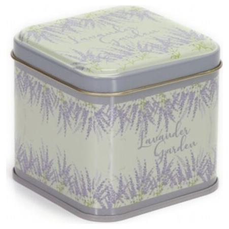 90x90x80 mm Square Tin Box 0.6 L Slip Lid Lavander Garden — Square Boxes — view 2 of 5 — Tinbox