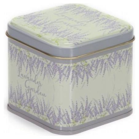 90x90x80 mm Square Tin Box 0.6 L Slip Lid Lavander Garden — Square Boxes — view 3 of 5 — Tinbox