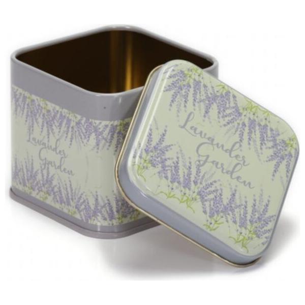 90x90x80 mm Square Tin Box 0.6 L Slip Lid Lavander Garden — Square Boxes — view 4 of 5 — Tinbox