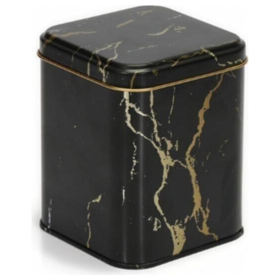 105x105x160 mm Kare Teneke Kutu 1.7 L Sürgülü Kapak Mermer Siyah — Kare Kutular — görsel 3 / 5 — Tinbox