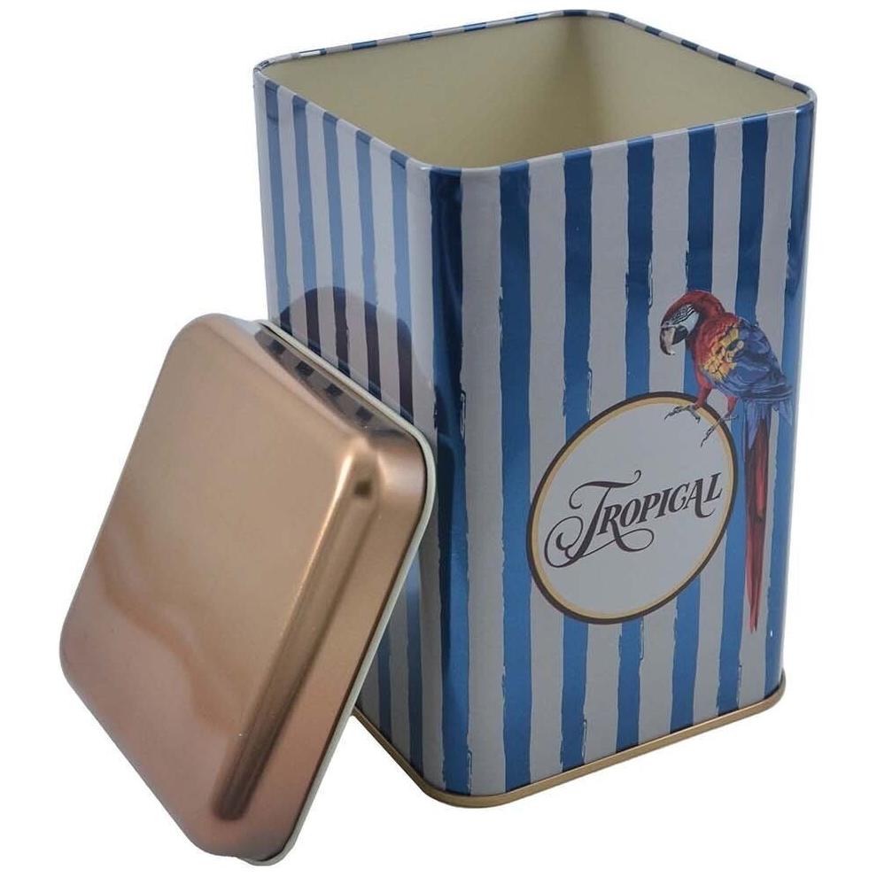 105x105x160 mm Kare Teneke Kutu 1.7 L Sürgülü Kapaklı Safari Papağan — Kare Kutular — görsel 4 / 5 — Tinbox