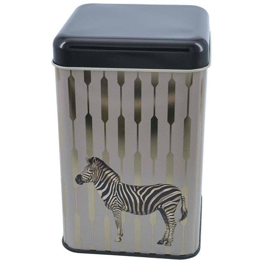 105x105x160 mm Kare Teneke Kutu 1.7 L Sürgülü Kapaklı Safari Zebra Desenli — Kare Kutular — görsel 2 / 5 — Tinbox