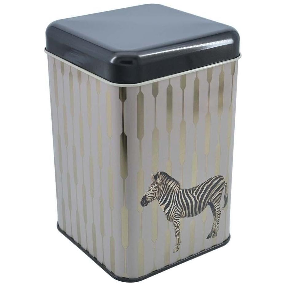 105x105x160 mm Kare Teneke Kutu 1.7 L Sürgülü Kapaklı Safari Zebra Desenli — Kare Kutular — görsel 3 / 5 — Tinbox
