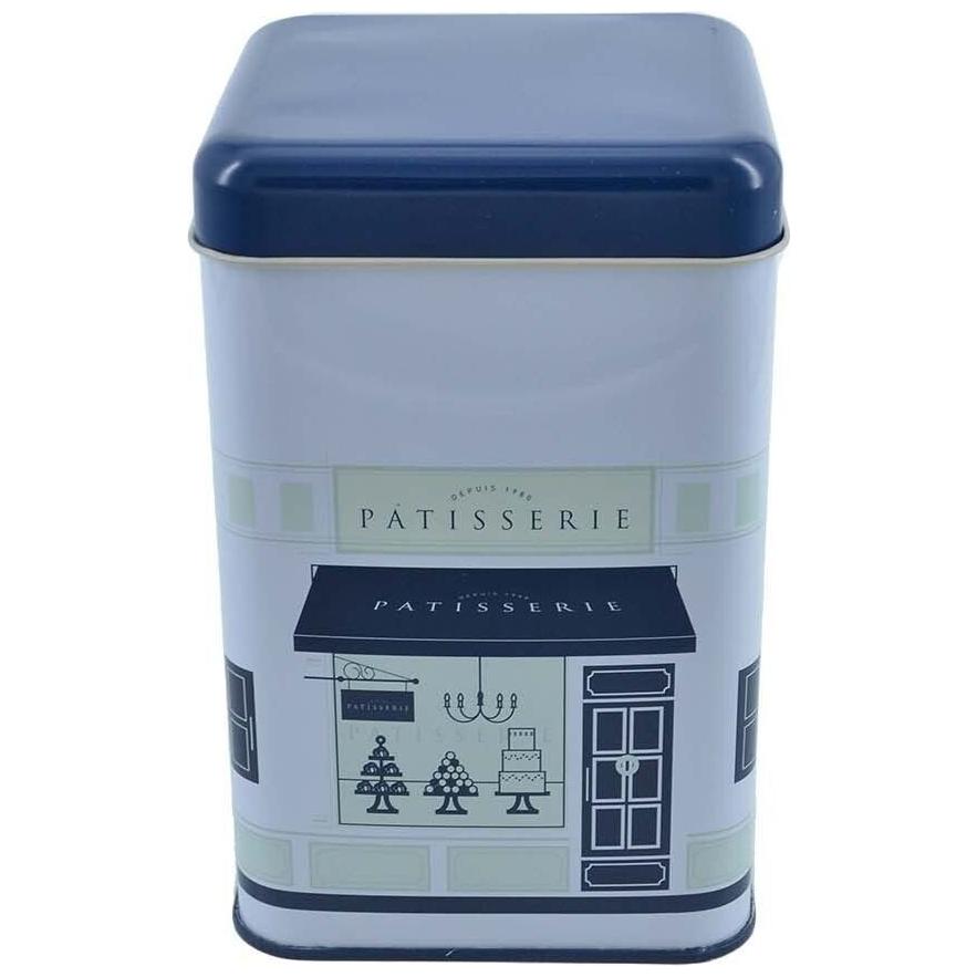 105x105x160 mm Kare Teneke Kutu 1,7 L Sürgülü Kapaklı Bordo Kırmızı ve Beyaz Çizgili — Kare Kutular — görsel 2 / 5 — Tinbox