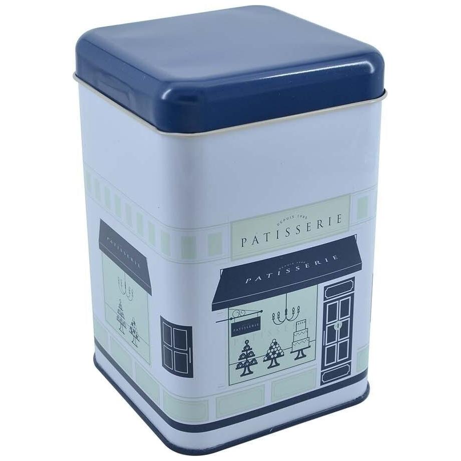 105x105x160 mm Kare Teneke Kutu 1,7 L Sürgülü Kapaklı Bordo Kırmızı ve Beyaz Çizgili — Kare Kutular — görsel 3 / 5 — Tinbox