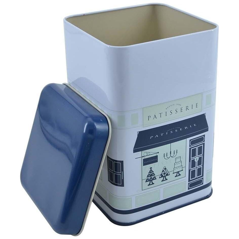 105x105x160 mm Kare Teneke Kutu 1,7 L Sürgülü Kapaklı Bordo Kırmızı ve Beyaz Çizgili — Kare Kutular — görsel 4 / 5 — Tinbox