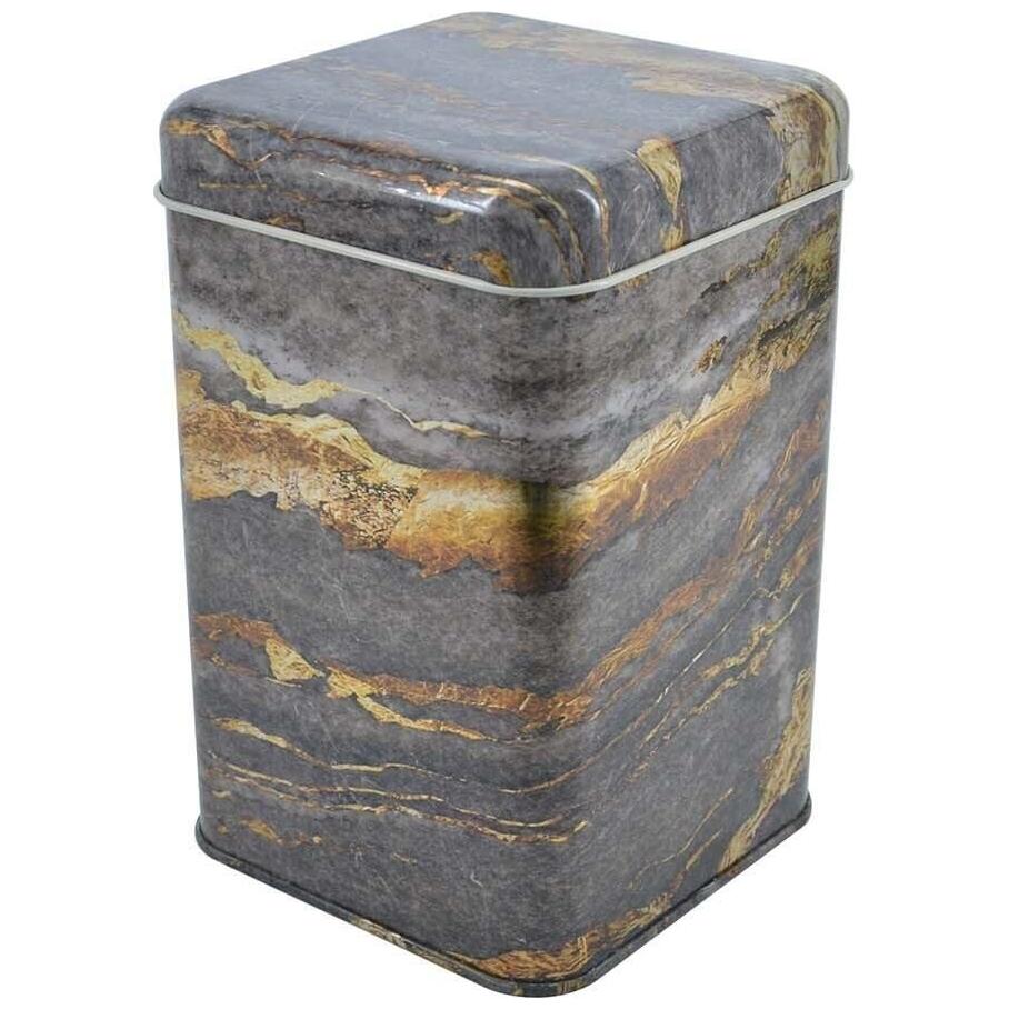 105x105x160 mm Kare Teneke Kutu 1.7 L Kayar Kapaklı Rock and Gold — Kare Kutular — görsel 1 / 5 — Tinbox
