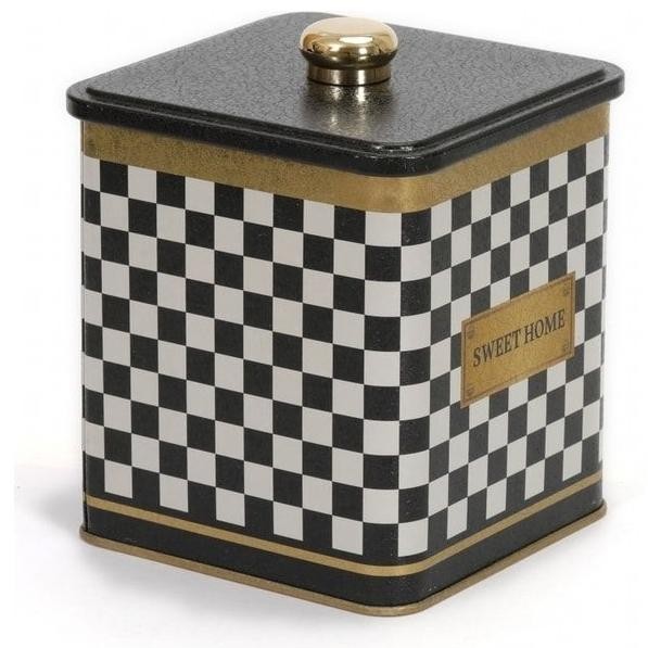 120x120x137 mm Square metal box 1.8L Knob Handle Checkerboard — Square Boxes — view 2 of 5 — Tinbox