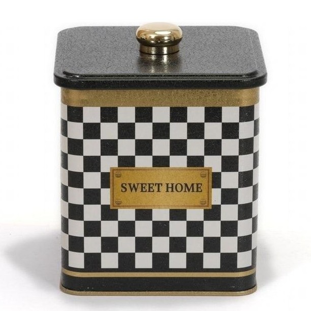120x120x137 mm Square metal box 1.8L Knob Handle Checkerboard — Square Boxes — view 3 of 5 — Tinbox