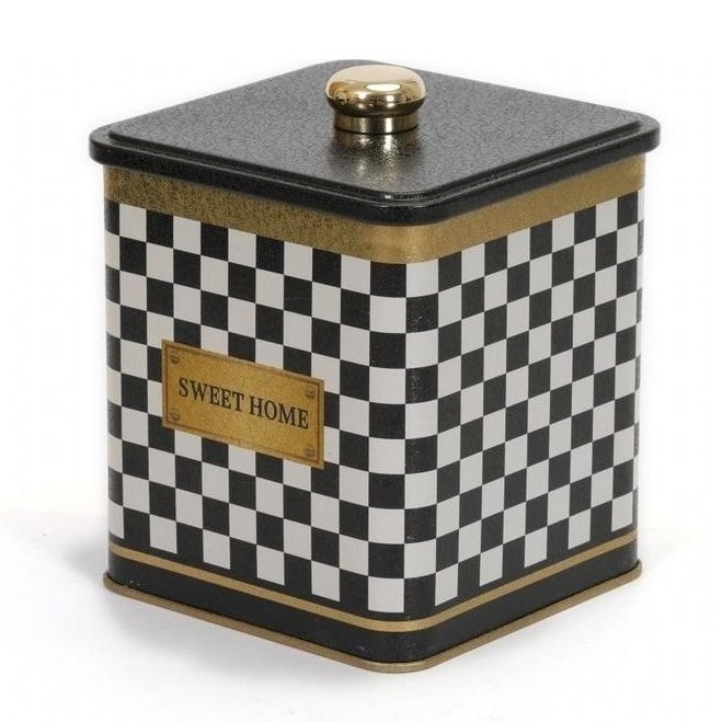 120x120x137 mm Square metal box 1.8L Knob Handle Checkerboard — Square Boxes — view 4 of 5 — Tinbox