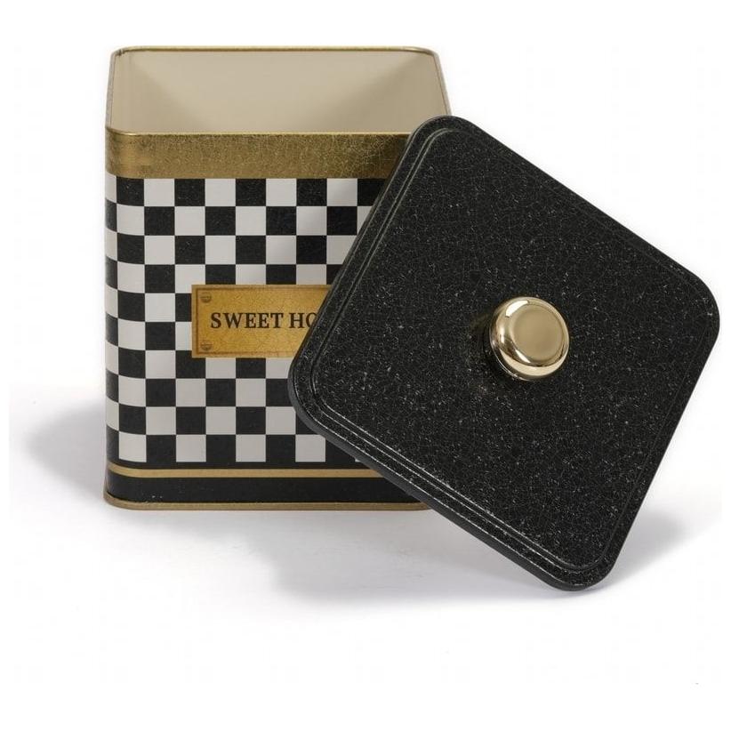 120x120x137 mm Square metal box 1.8L Knob Handle Checkerboard — Square Boxes — view 5 of 5 — Tinbox