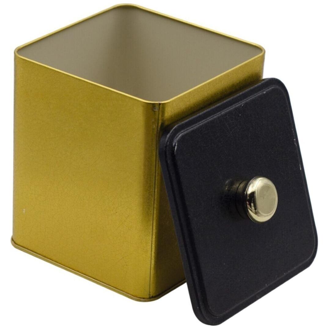120x120x137 mm Kare metal kutu 1.8L Topuzlu Kulp Altın — Kare Kutular — görsel 3 / 3 — Tinbox