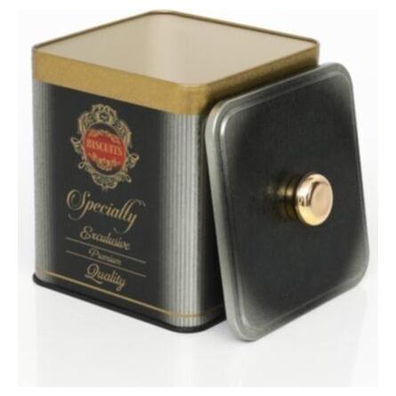 120x120x137 mm Kare metal kutu 1.8L Topuzlu Kulp Özel Gri — Kare Kutular — görsel 2 / 3 — Tinbox