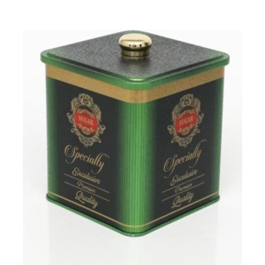 120x120x137 mm Kare metal kutu 1.8L Topuzlu Kulp Özel Yeşil — Kare Kutular — Tinbox