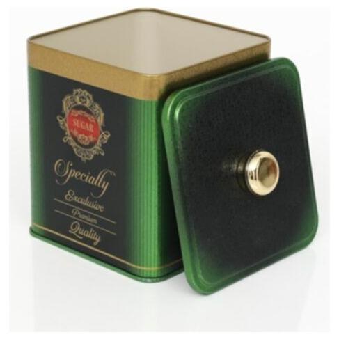 120x120x137 mm Kare metal kutu 1.8L Topuzlu Kulp Özel Yeşil — Kare Kutular — görsel 3 / 4 — Tinbox