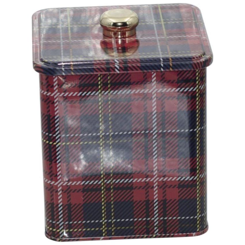 120x120x137 mm Kare metal kutu 1.8L Topuzlu Kulplu Ekose (Ekose) — Kare Kutular — görsel 2 / 2 — Tinbox