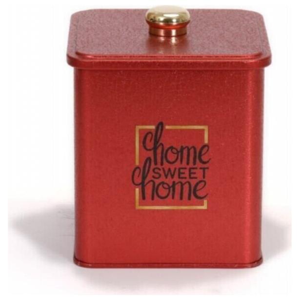 120x120x137 mm Square metal box 1.8L Knob Handle Red Country — Square Boxes — view 2 of 4 — Tinbox