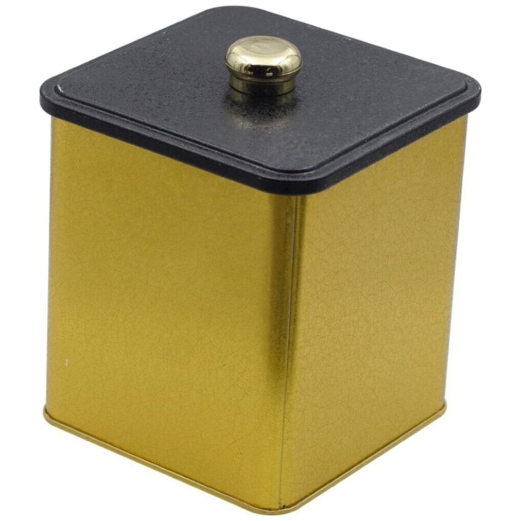 120x120x137 mm Kare metal kutu 1.8L Topuzlu Kulp Altın — Kare Kutular — Tinbox