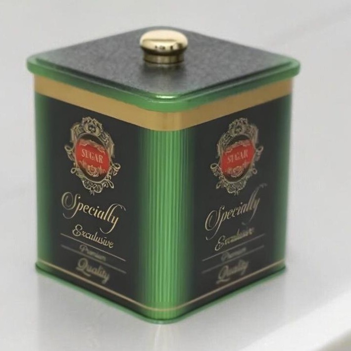 120x120x137 mm Kare metal kutu 1.8L Topuzlu Kulp Özel Yeşil — Kare Kutular — görsel 4 / 4 — Tinbox
