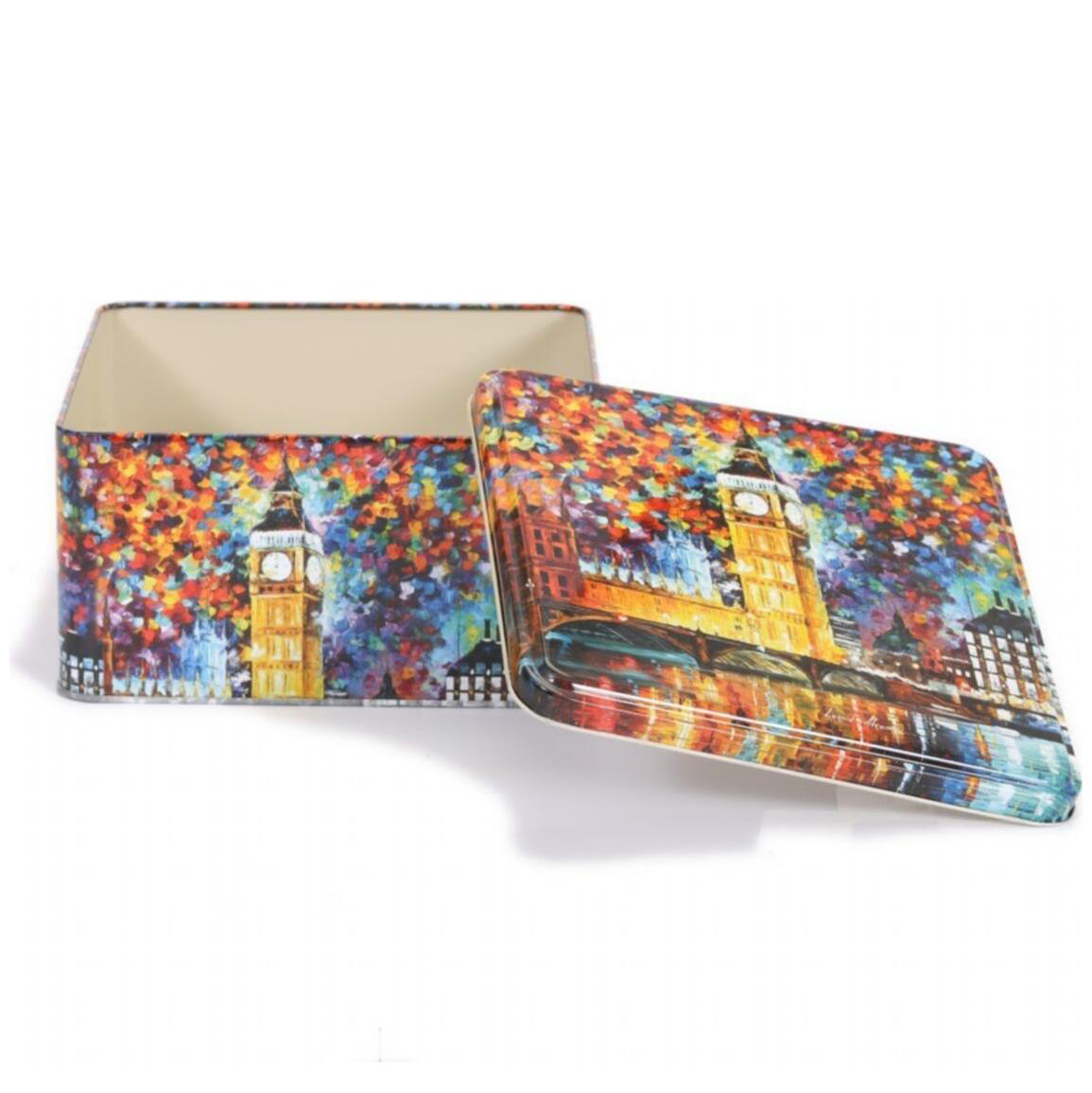 158x158x80 mm Square Metal Storage box 1.9L Afremov Paris — Square Boxes — view 4 of 4 — Tinbox
