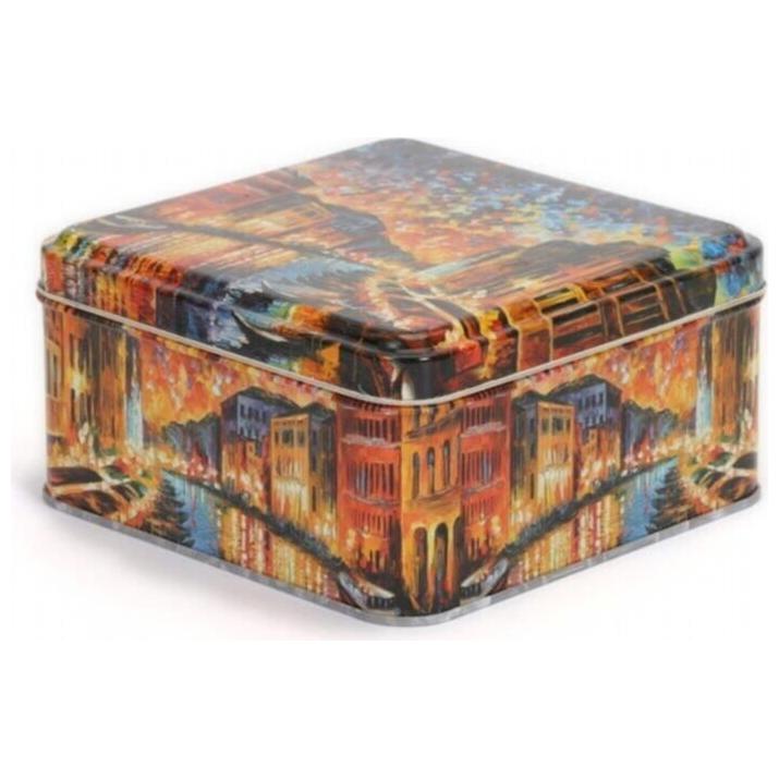158x158x80 mm Kare Metal Saklama Kutusu 1.9L Afremov River — Kare Kutular — görsel 3 / 5 — Tinbox