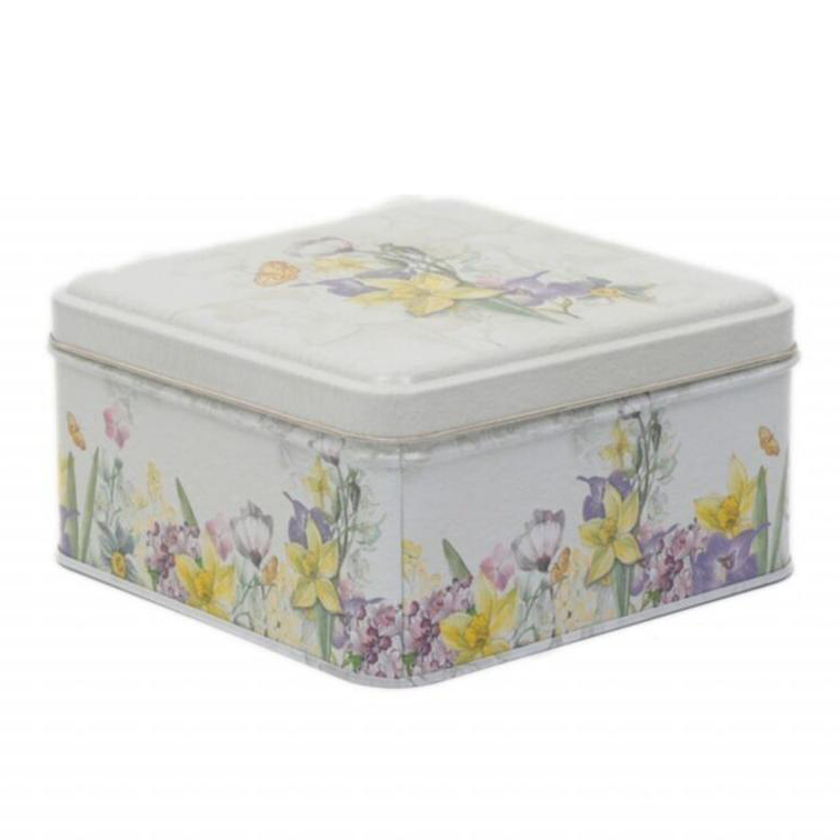 158x158x80 mm Kare Metal Saklama Kutusu 1.9L Çiçek Grisi — Kare Kutular — görsel 2 / 4 — Tinbox