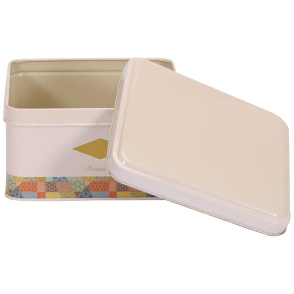 158x158x80 mm Kare Metal Saklama Kutusu 1.9L Patchwork Desenli Mavi Arka Plan — Kare Kutular — görsel 4 / 4 — Tinbox