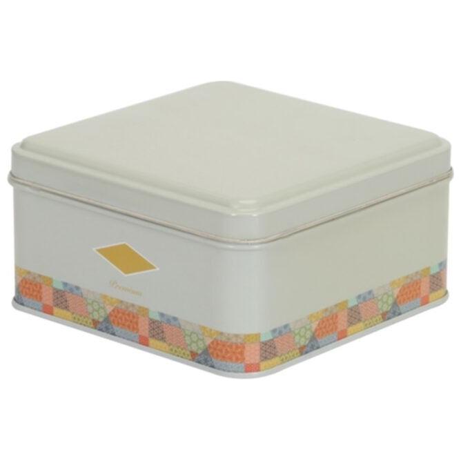 158x158x80 mm Kare Metal Saklama Kutusu 1.9L Patchwork Desenli Yeşil Arka Plan — Kare Kutular — görsel 3 / 5 — Tinbox