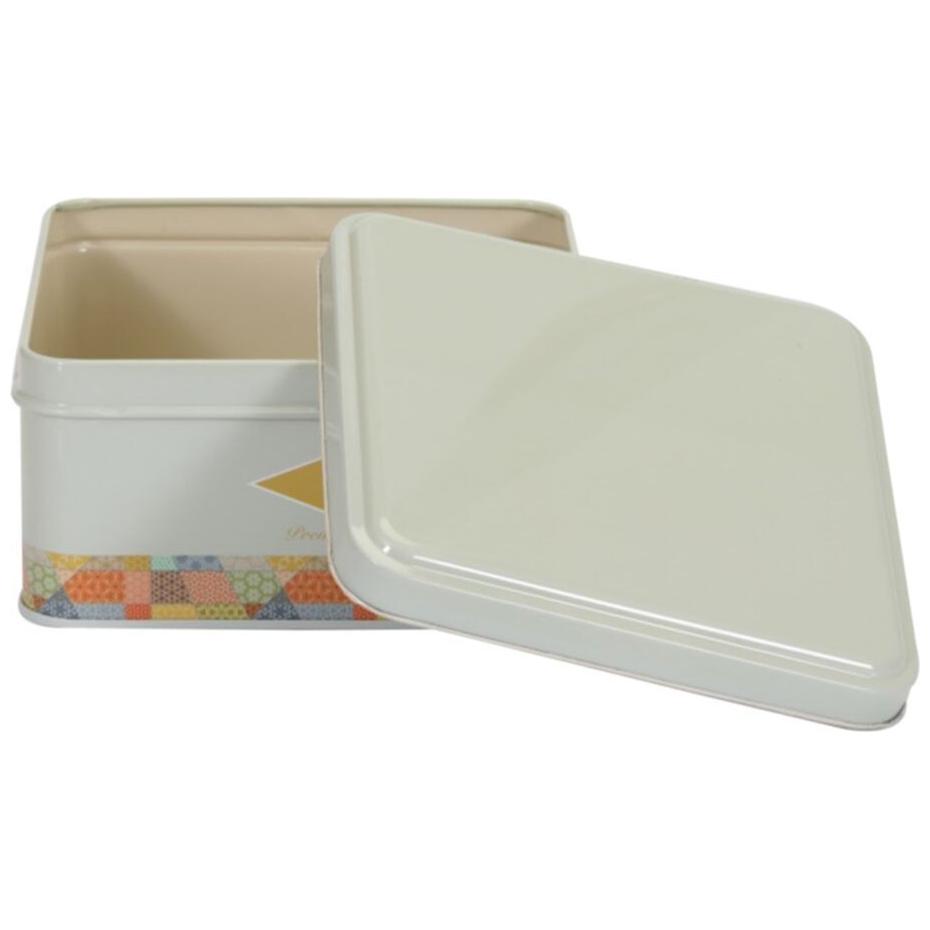 158x158x80 mm Kare Metal Saklama Kutusu 1.9L Patchwork Desenli Yeşil Arka Plan — Kare Kutular — görsel 4 / 5 — Tinbox