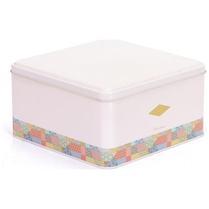 158x158x80 mm Kare Metal Saklama Kutusu 1.9L Yama Desenli Pembe Arka Plan — Kare Kutular — görsel 3 / 4 — Tinbox