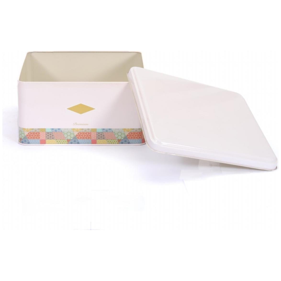 158x158x80 mm Kare Metal Saklama Kutusu 1.9L Yama Desenli Pembe Arka Plan — Kare Kutular — görsel 4 / 4 — Tinbox