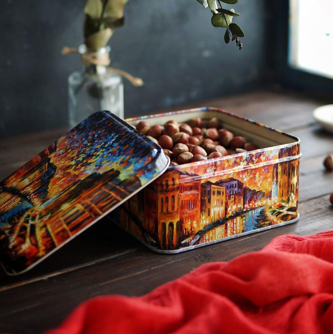158x158x80 mm Kare Metal Saklama Kutusu 1.9L Afremov River — Kare Kutular — görsel 5 / 5 — Tinbox