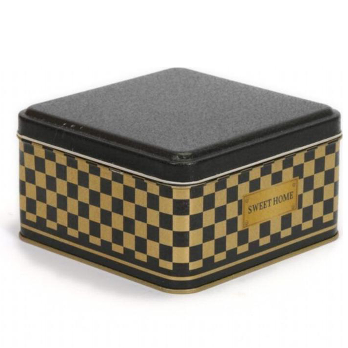 158x158x80 mm Kare Metal Saklama Kutusu 1.9L Kare Desenli — Kare Kutular — Tinbox